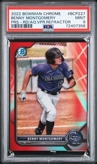 2022 Bowman Chrome Prospects Benny Montgomery Red/Aqua Vapor Refractor #BCP-227 card image
