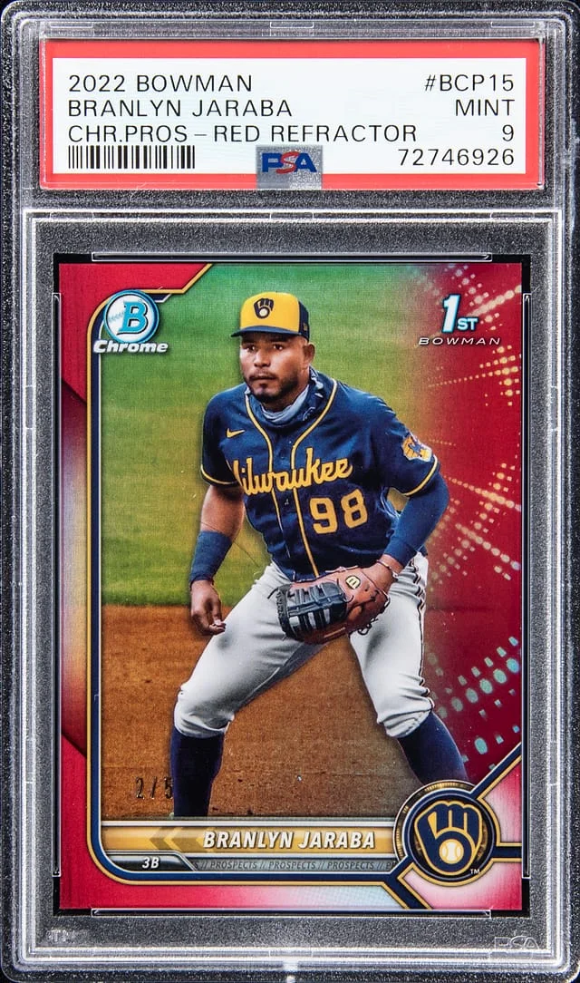 2022 Bowman Chrome Prospects Branyln Jaraba Red Refractor #BCP-15 card image