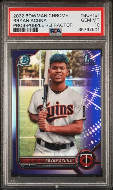 2022 Bowman Chrome Prospects Bryan Acuna Purple Refractor #BCP151 card image