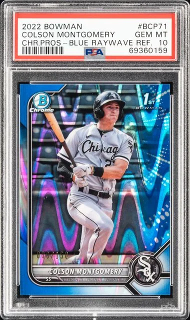 2022 Bowman Chrome Prospects Colson Montgomery Blue Raywave Refractor #BCp71 card image