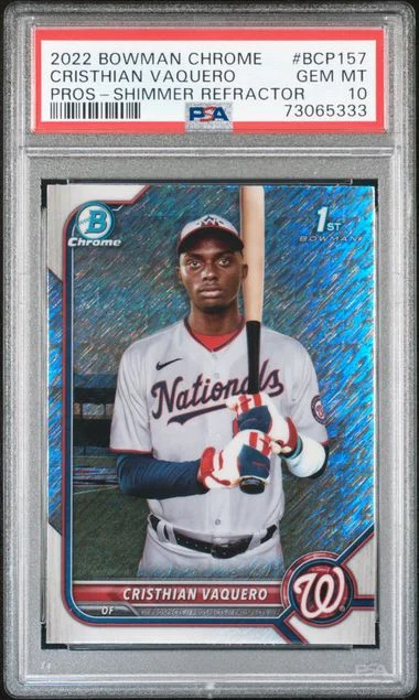 2022 Bowman Chrome Prospects Cristhian Vaquero Shimmer Refractor #BCP-157 card image