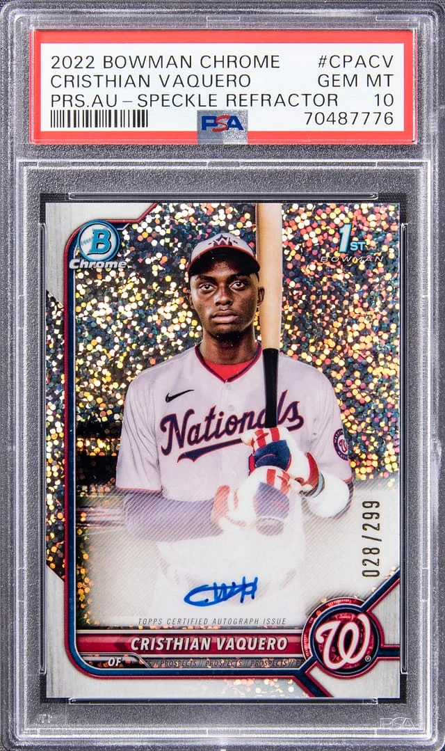 2022 Bowman Chrome Prospects Cristhian Vaquero Autographs Black & White Mini Diamond Refractor #CPA-CV card image