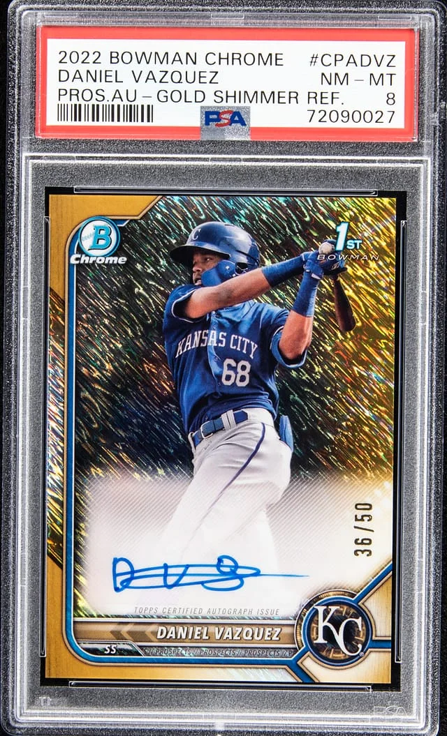 2022 Bowman Chrome Prospects Daniel Vazquez Autograph - Gold Shimmer Refractor #CPADVZ card image