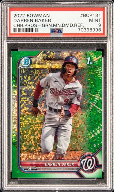 2022 Bowman Chrome Prospects Darren Baker Green Mini Diamond Refractor #Bcp131 card image