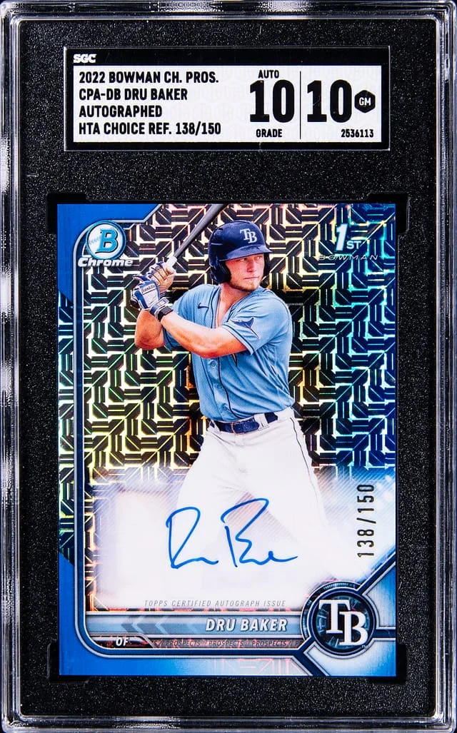 2022 Bowman Chrome Prospects Dru Baker HTA Choice Refractor #CPA-DB card image