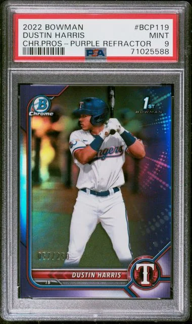 2022 Bowman Chrome Prospects Dustin Harris Purple Refractor #BCP119 card image