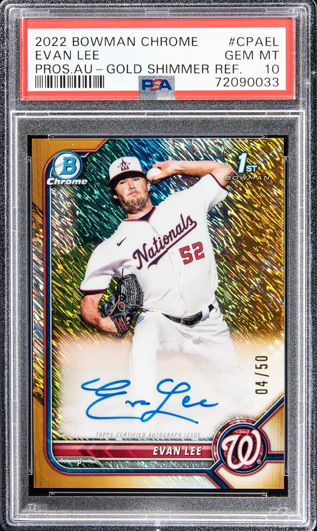 2022 Bowman Chrome Prospects Evan Lee Autograph - Gold Shimmer Refractor #CPAEL card image
