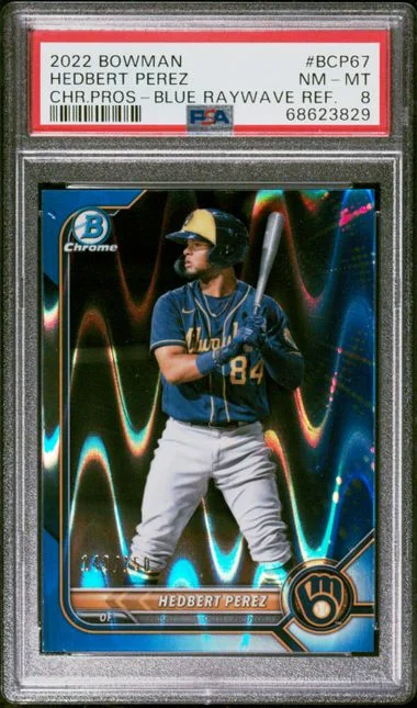 2022 Bowman Chrome Prospects Hedbert Perez Blue Raywave Refractor #BCP-67 card image