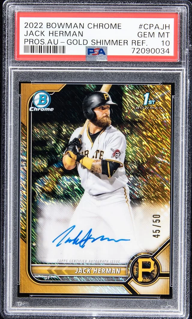2022 Bowman Chrome Prospects Jack Herman Autograph - Gold Shimmer Refractor #CPAJH card image