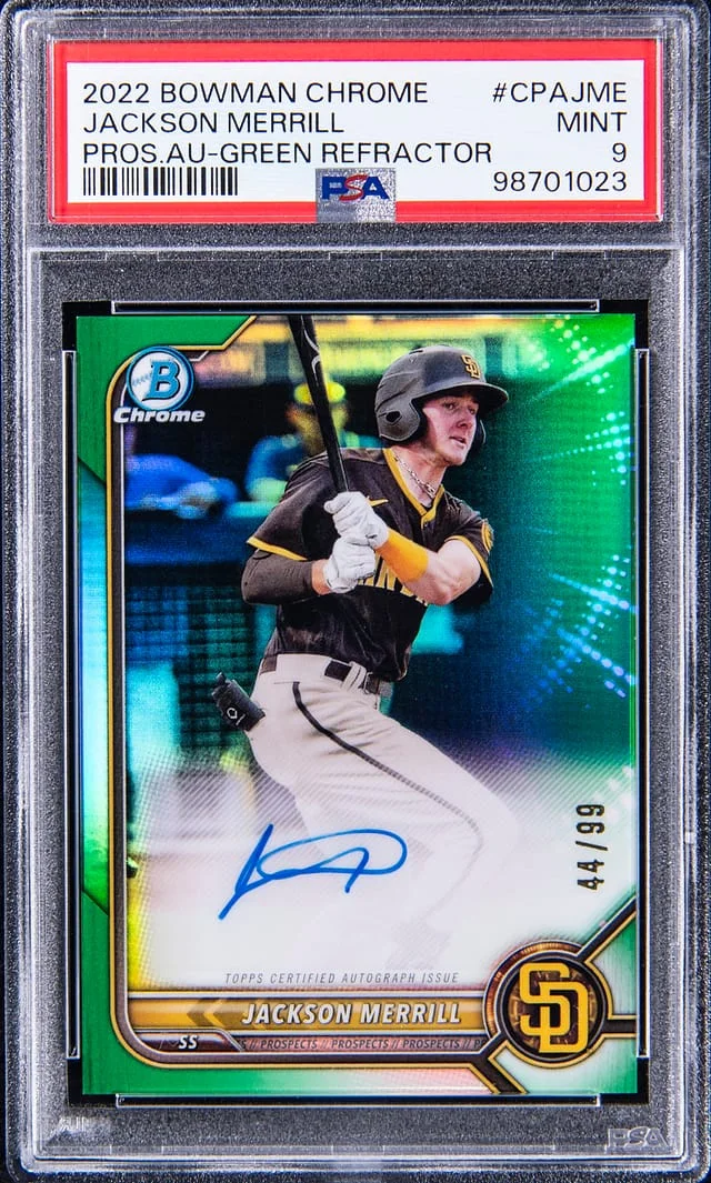 2022 Bowman Chrome Prospects Jackson Merrill Autograph Green Refractor #CPA-JME card image