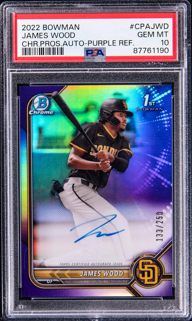 2022 Bowman Chrome Prospects James Wood Autograph Purple Refractor #CPA-JWD card image