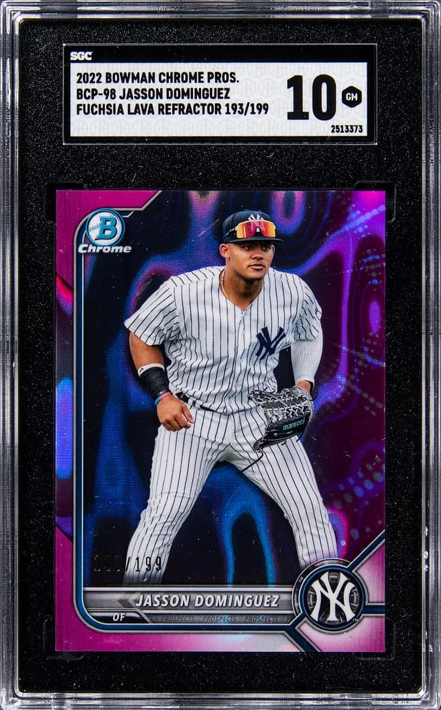 2022 Bowman Chrome Prospects Jasson Dominguez Fuchsia Lava Refractor #BCP-98 card image