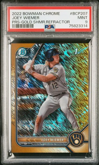 2022 Bowman Chrome Prospects Joey Wiemer Gold Shimmer Refractor #Bcp207 card image