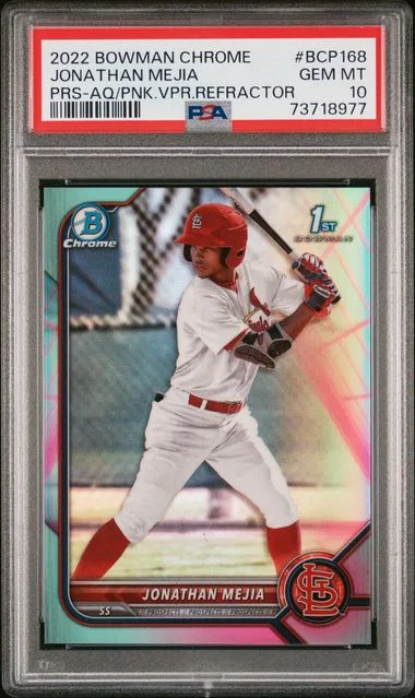 2022 Bowman Chrome Prospects Jonathan Mejia Aqua/Pink Vapor Refractor #BCP-168 card image