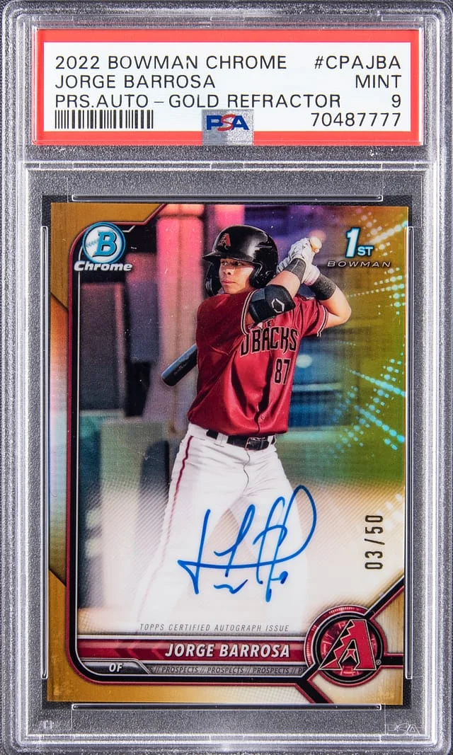 2022 Bowman Chrome Prospects Jorge Barrosa Autographs Gold Refractor #CPA-JBA card image