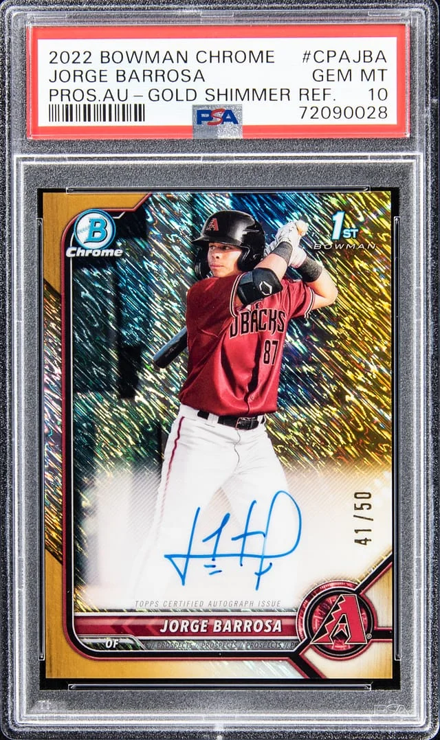 2022 Bowman Chrome Prospects Jorge Barrosa Autograph - Gold Shimmer Refractor #CPAJBA card image