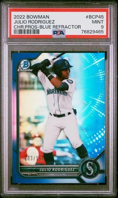 2022 Bowman Chrome Prospects Julio Rodriguez Blue Refractor #BCP45 card image