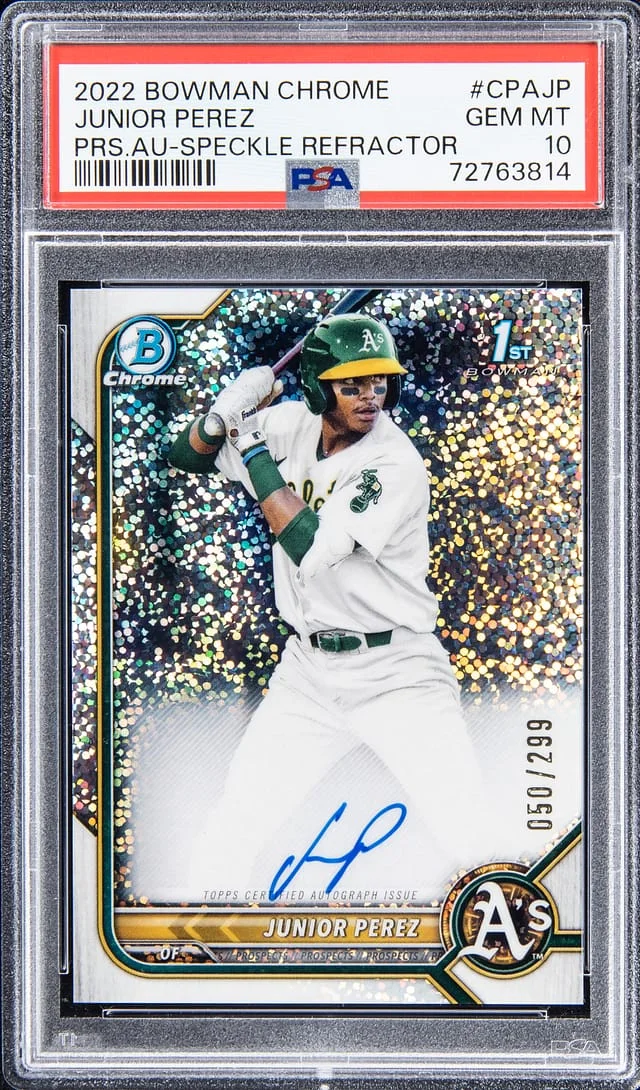 2022 Bowman Chrome Prospects Junior Perez Autograph - Speckle Refractor #CPAJP card image