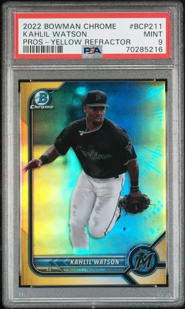 2022 Bowman Chrome Prospects Kahlil Watson Yellow Refractor #BCP211 card image