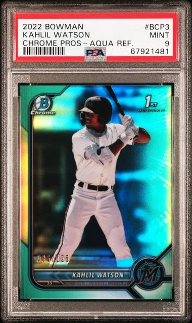 2022 Bowman Chrome Prospects Kahlil Watson Aqua Refractor #BCP3 card image