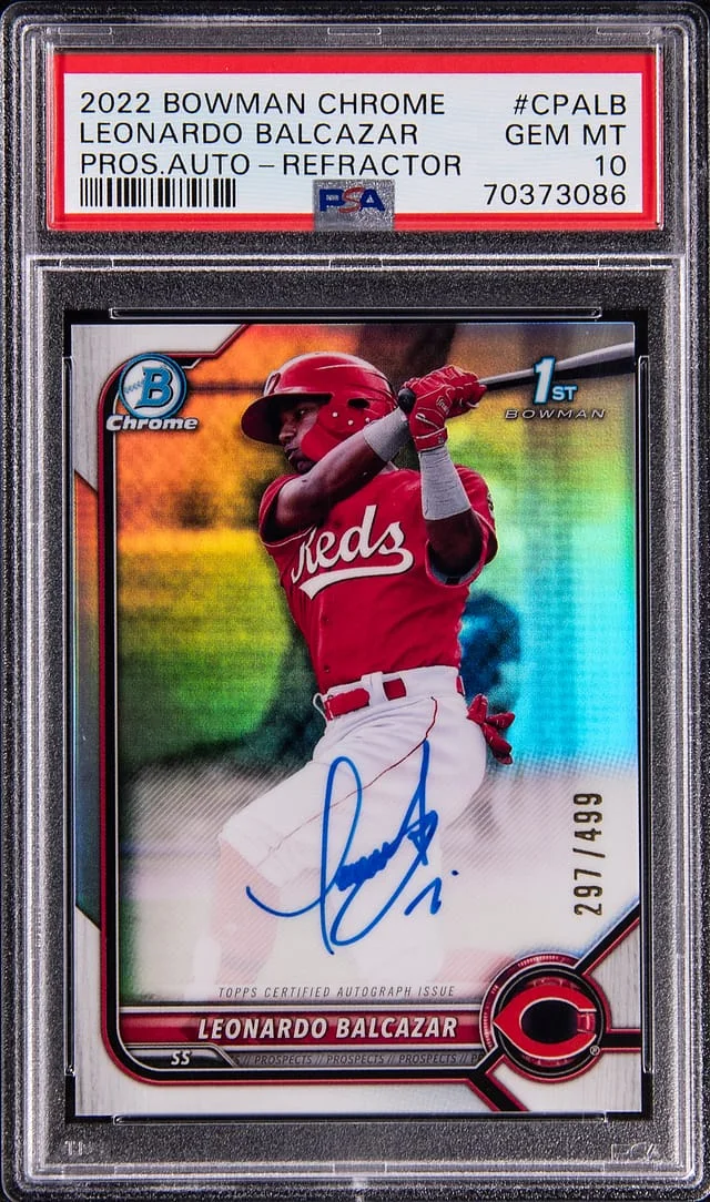 2022 Bowman Chrome Prospects Leonardo Balcazar Autograph Refractor #CPA-LB card image