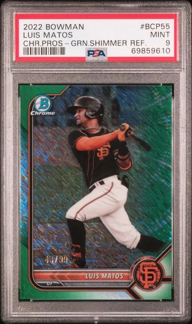 2022 Bowman Chrome Prospects Luis Matos Green Shimmer Refractor #BCP-55 card image