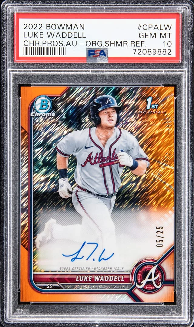 2022 Bowman Chrome Prospects Luke Waddell Autograph - Orange Shimmer Refractor #CPALW card image