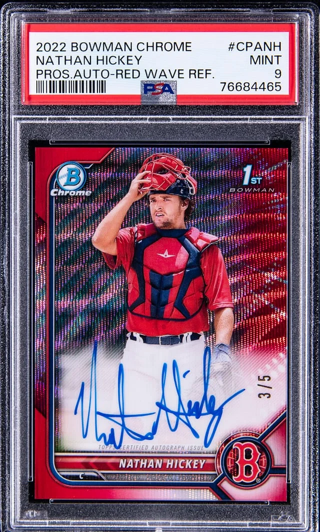 2022 Bowman Chrome Prospects Nathan Hickey Autograph-Red Wave Refractor #CPANH card image