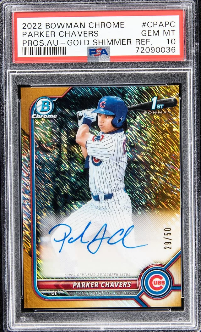 2022 Bowman Chrome Prospects Parker Chavers Autograph - Gold Shimmer Refractor #CPAPC card image