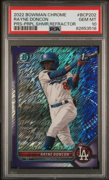 2022 Bowman Chrome Prospects Rayne Doncon Purple Shimmer Refractor #Bcp202 card image