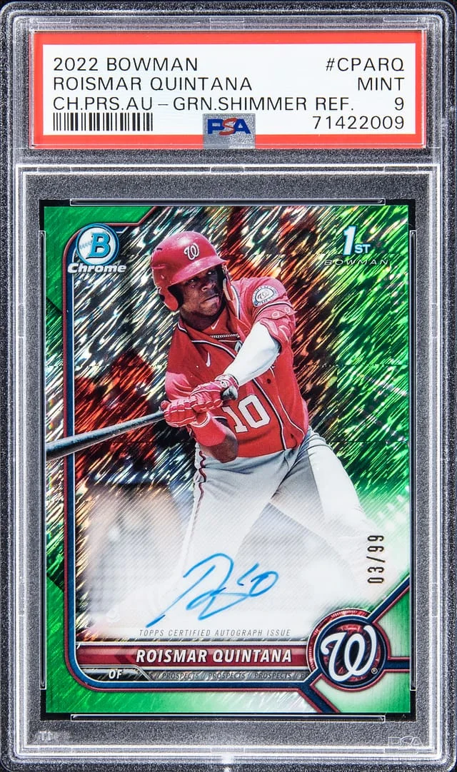 2022 Bowman Chrome Prospects Roismar Quintana Autograph - Green Shimmer Refractor #CPARQ card image