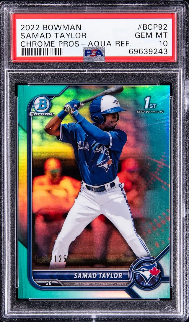 2022 Bowman Chrome Prospects Samad Taylor Aqua Refractor #BCP92 card image