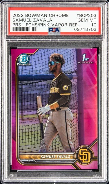 2022 Bowman Chrome Prospects Samuel Zavala Fuchsia/Pink Vapor Refractor #BCP203 card image