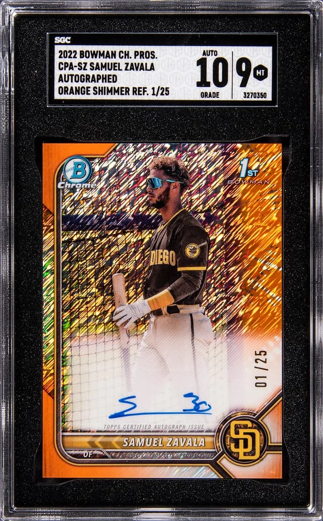 2022 Bowman Chrome Prospects Samuel Zavala Autograph Orange Shimmer Refractor #CPA-SZ card image