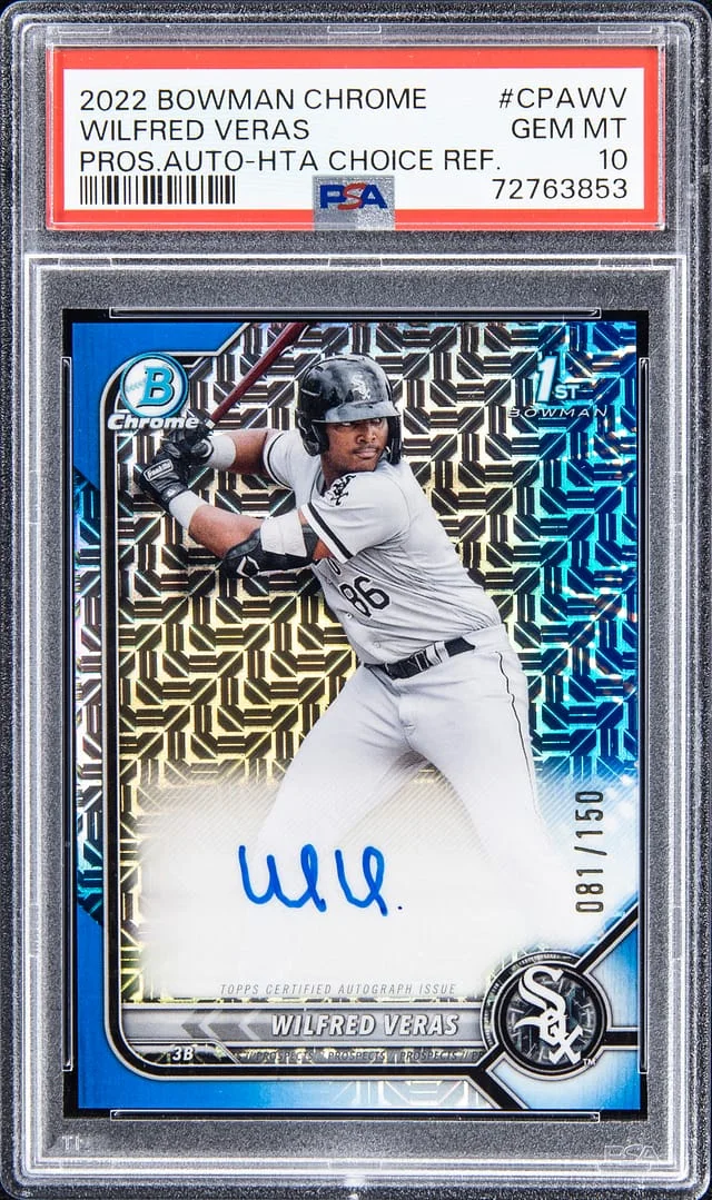 2022 Bowman Chrome Prospects Wilfred Veras Autograph - HTA Choice Refractor #CPAWV card image
