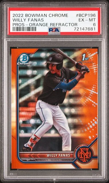 2022 Bowman Chrome Prospects Willy Fanas Orange Refractor #BCP196 card image