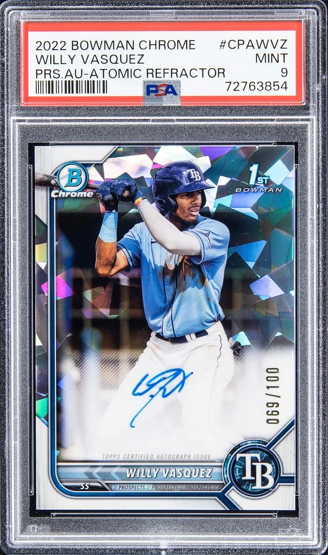 2022 Bowman Chrome Prospects Willy Vasquez Autograph - Atomic Refractor #CPAWVZ card image
