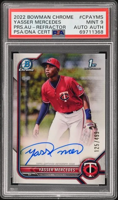 2022 Bowman Chrome Prospects Yasser Mercedes Autographs Refractor #CPA-YMS card image