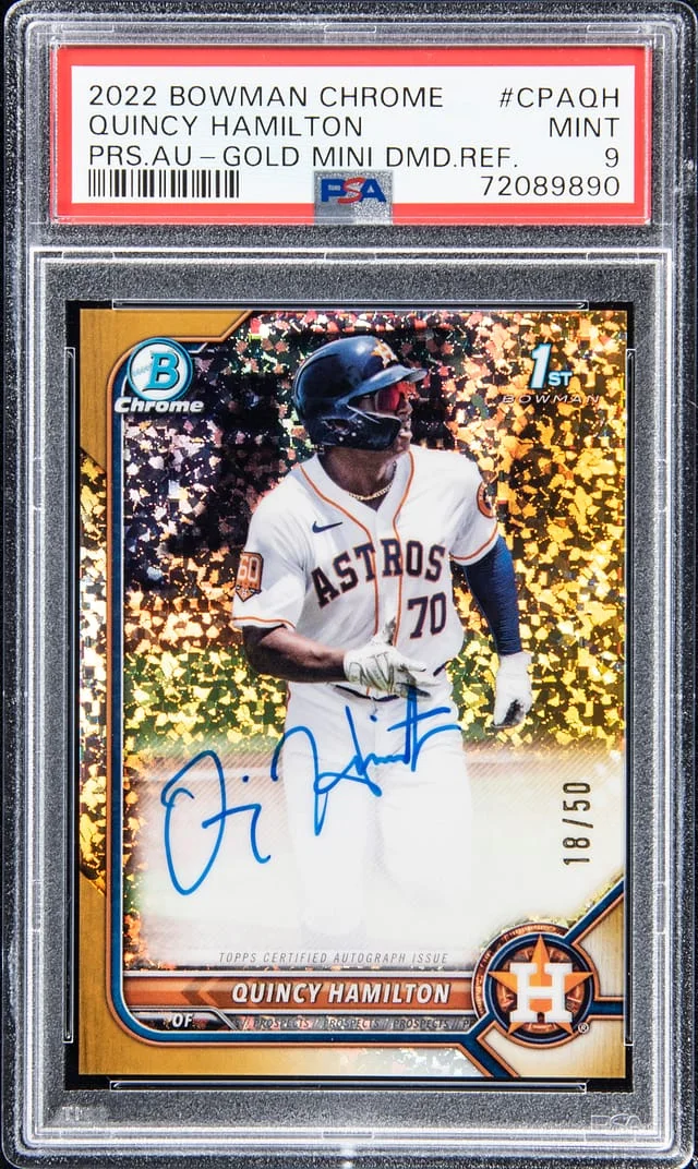 2022 Bowman Chrome Quincy Hamilton Prospect Autograph - Gold Mini Diamond Refractor #CPAQH card image