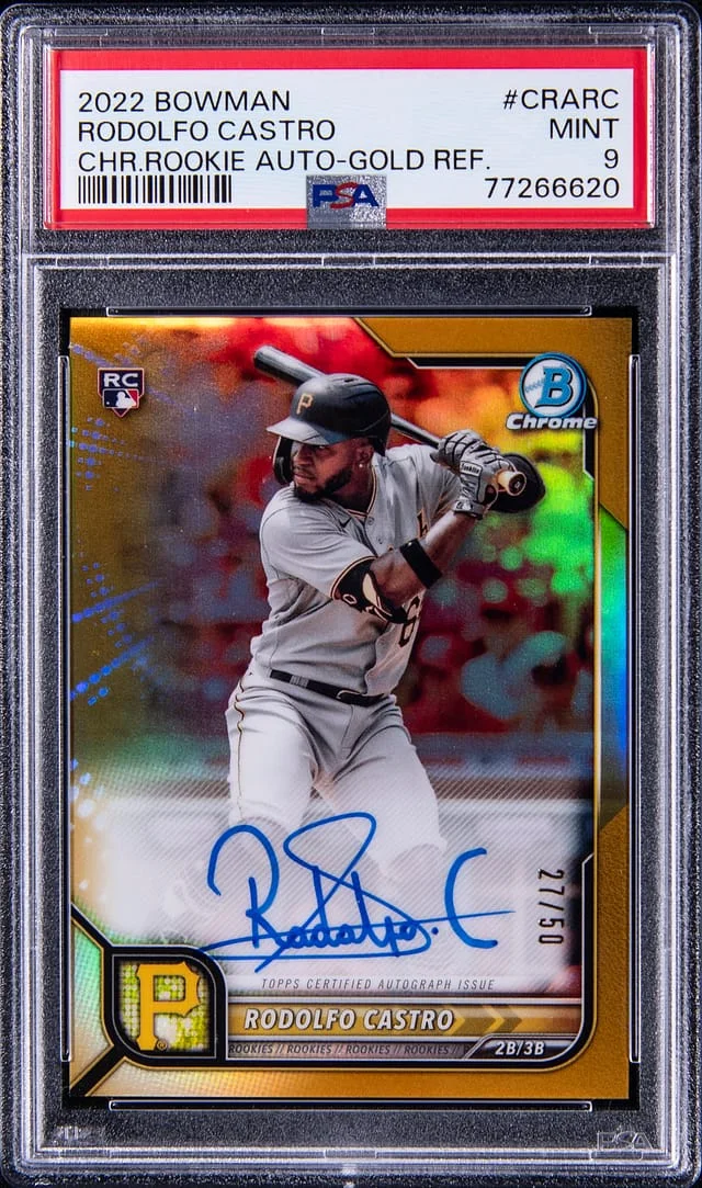 2022 Bowman Chrome Rodolfo Castro Autograph Gold Refractor #CRARC card image