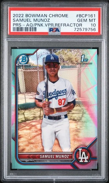 2022 Bowman Chrome Samuel Munoz Aqua/Pink Vapor Refractor #Bcp161 card image