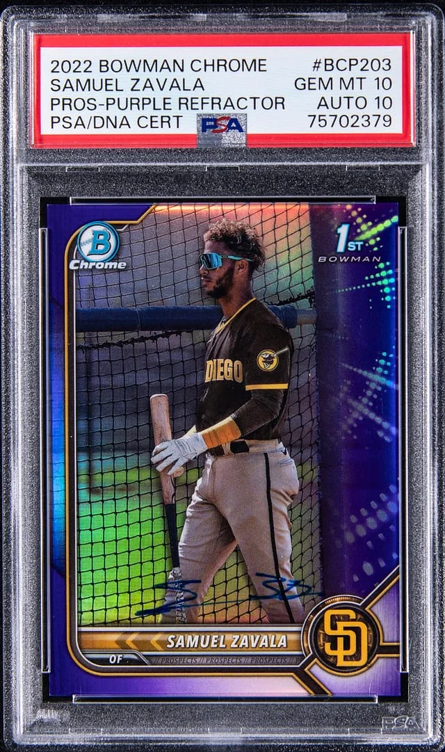 2022 Bowman Chrome Samuel Zavala Pros Purple Refractor #BCP-203 card image