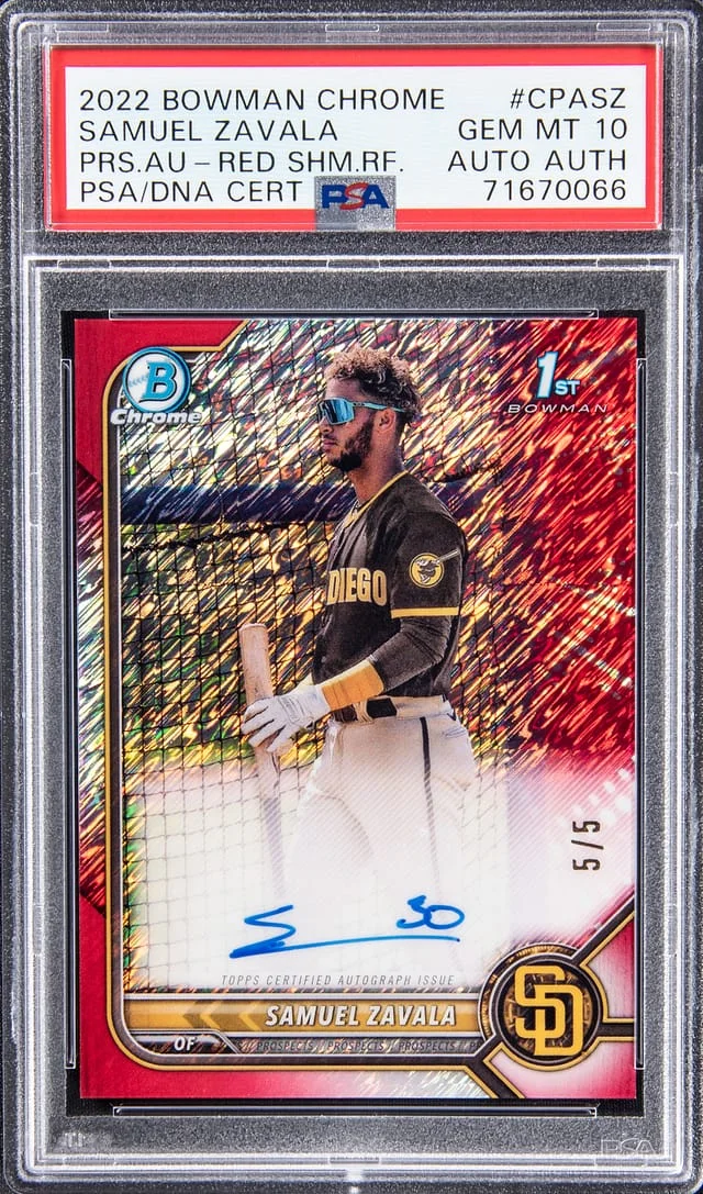 2022 Bowman Chrome Samuel Zavala Prospect Autographs Blue Raywave Refractor #CPA-SZ card image