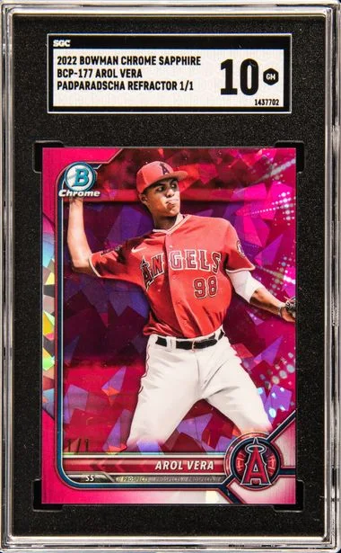 2022 Bowman Chrome Sapphire Arol Vera Edition Padparadscha Refractor #BCP-177 card image
