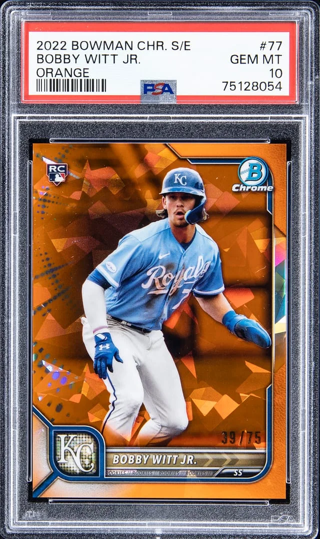 2022 Bowman Chrome Sapphire Bobby Witt Jr Orange #77 card image