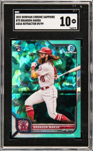 2022 Bowman Chrome Sapphire Brandon Marsh Edition Aqua Refractor #70 card image