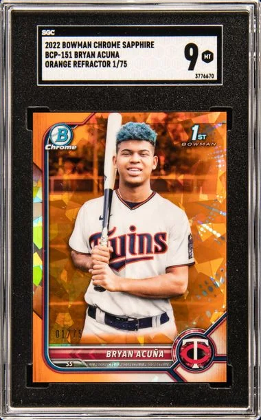 2022 Bowman Chrome Sapphire Bryan Acuna Edition Prospects Orange Refractor #BCP-151 card image