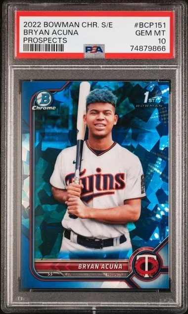 2022 Bowman Chrome Sapphire Bryan Acuna Prospects - SP - Aqua #BCP151 card image