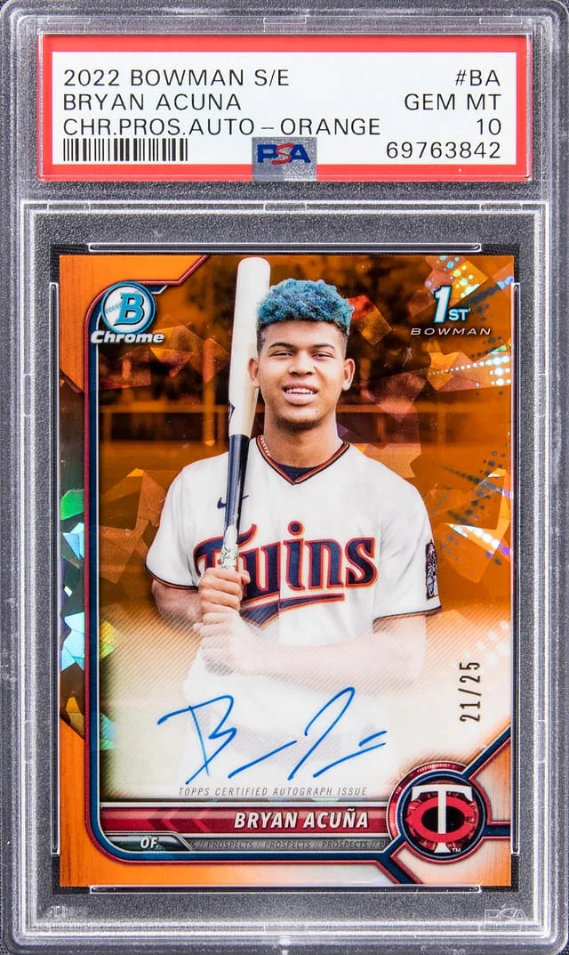 2022 Bowman Chrome Sapphire Bryan Acuna Edition Prospect Autographs Orange #BSPA-BA card image