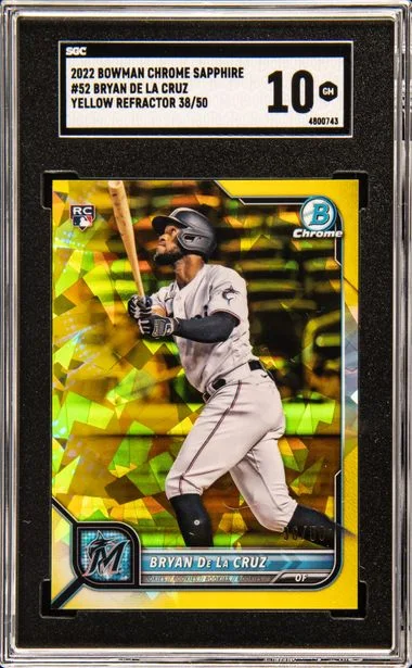 2022 Bowman Chrome Sapphire Bryan De La Cruz Edition Yellow Refractor #52 card image